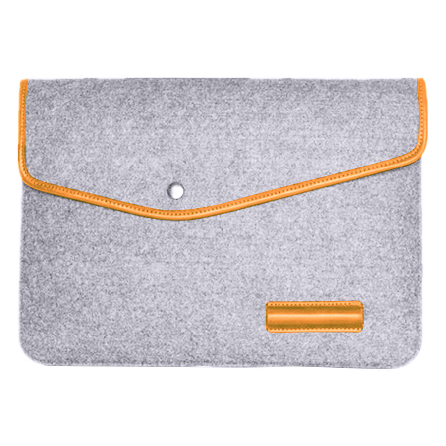 Felt Laptop Sleeve with PU Trim, Pen Holder, and Button 6
