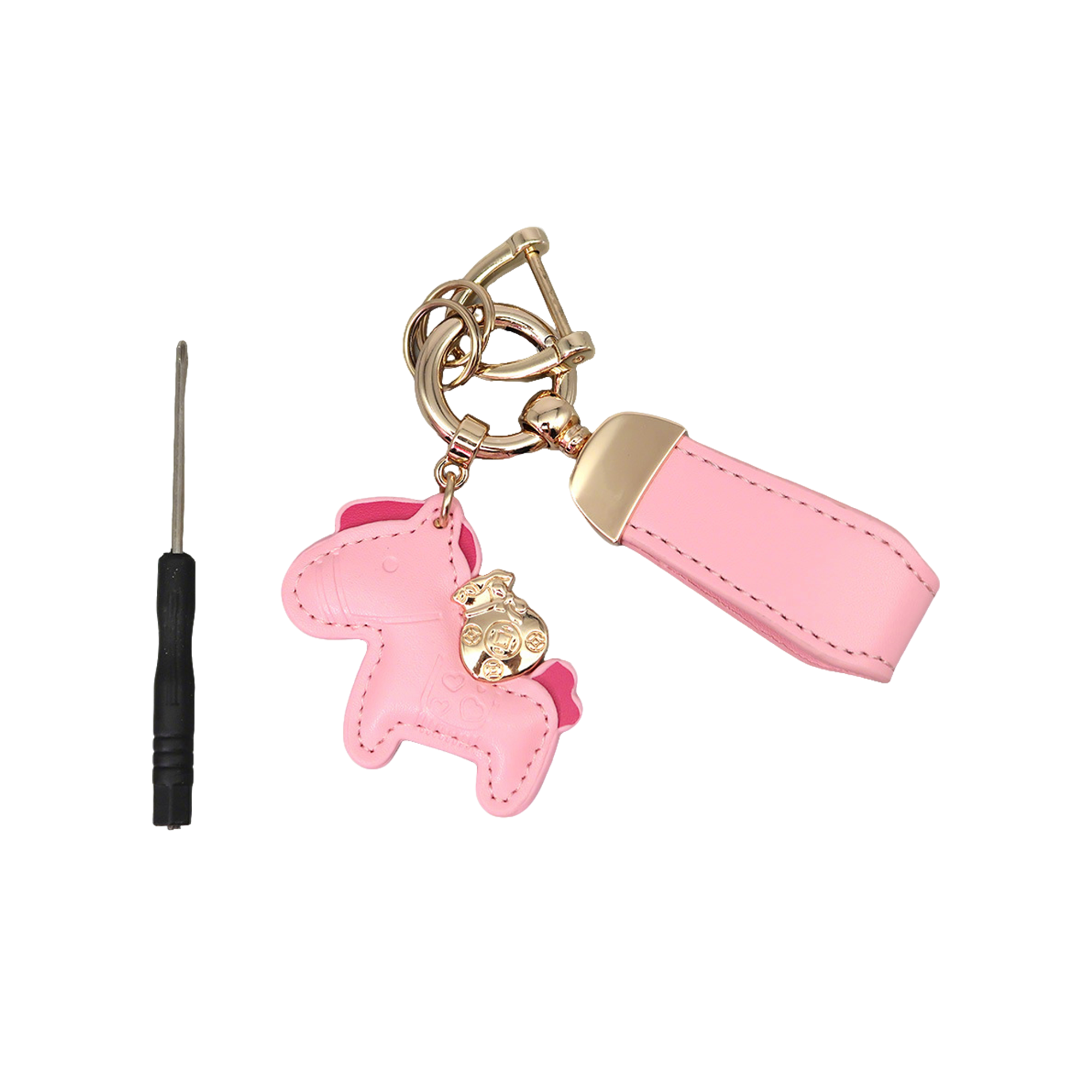 Polyurethane Pony Figure Key Ring With Strap 6.7" Length 9