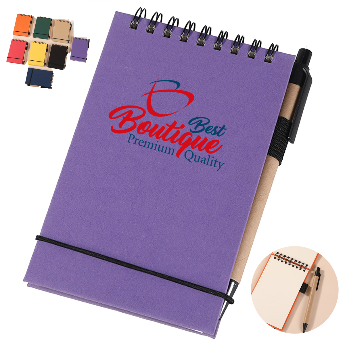 Solid Color Environmentally Friendly Note Pad With Pen 1
