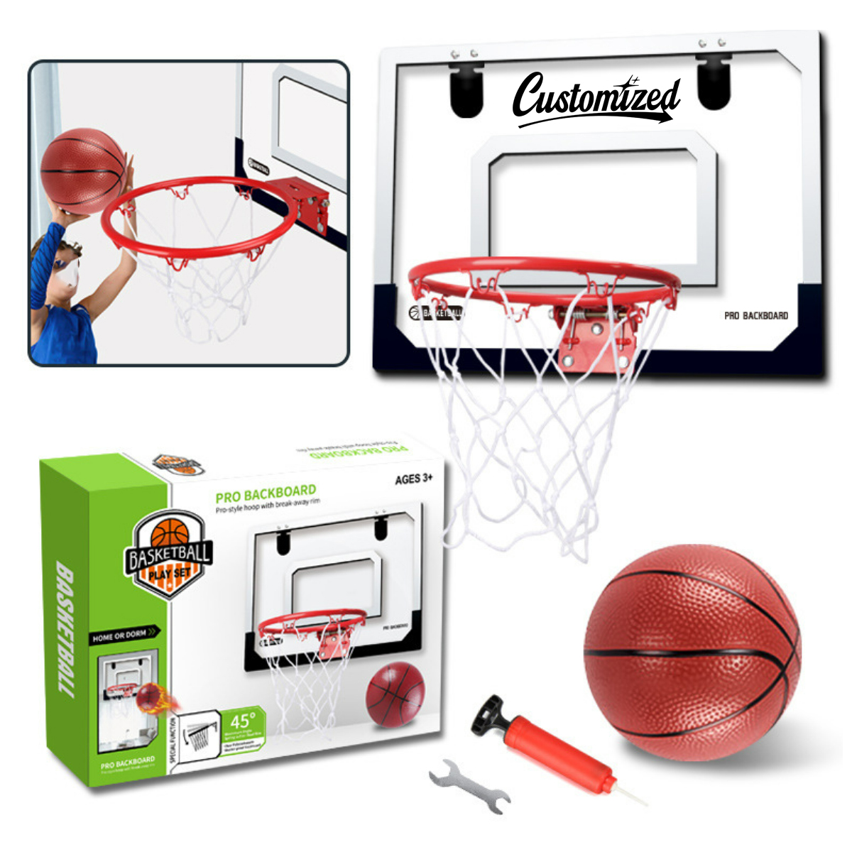 Mini Indoor Basketball Hoop Set with Ball and Pump 6