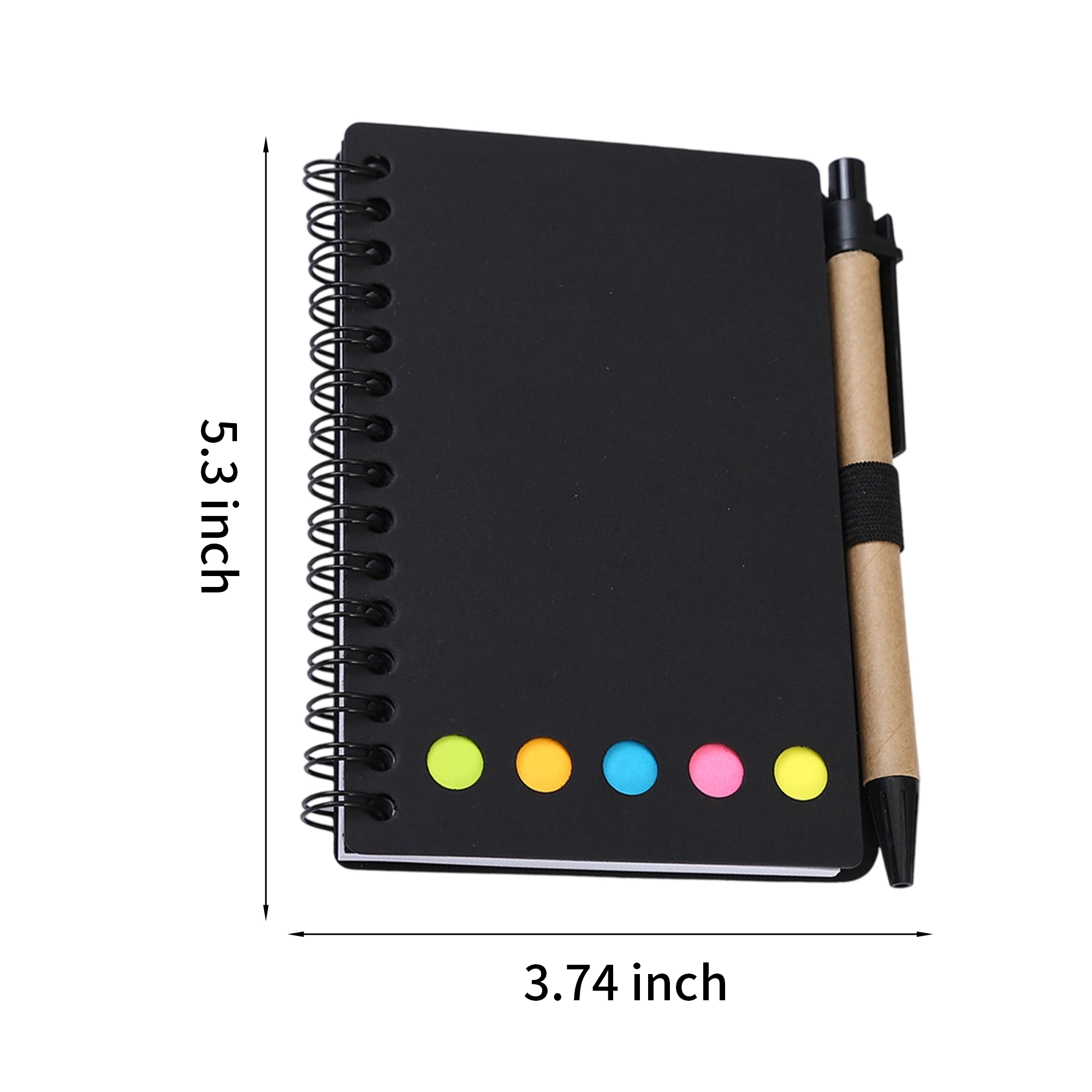 Kraft Paper Spiral Jotter Notebook With Pen And Sticky Flags 5