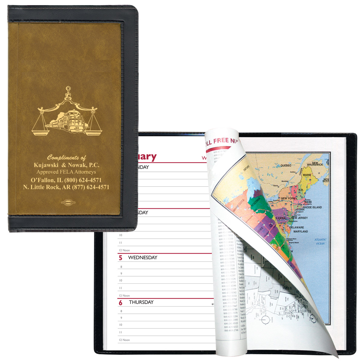 2 Tone Vinyl Cover Weekly Planner / 2 Color Insert w/ Map 1