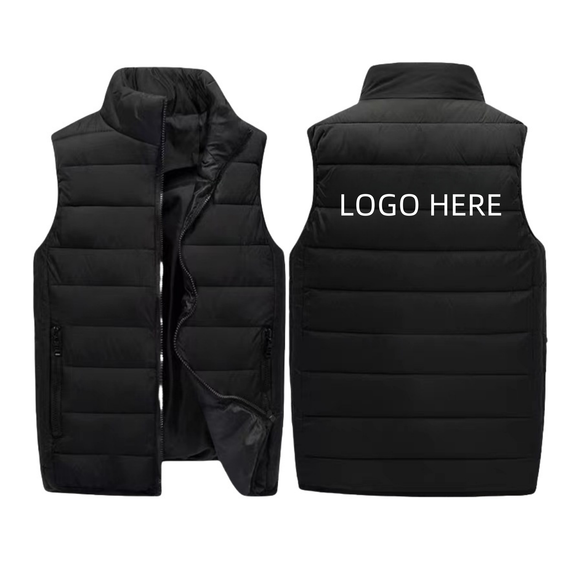 Vest Filled With Down Cotton Without Hood 2