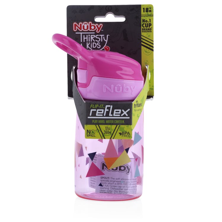 Nuby Push Button Cups with Soft Spout - 12 oz 18M+ Pink 2