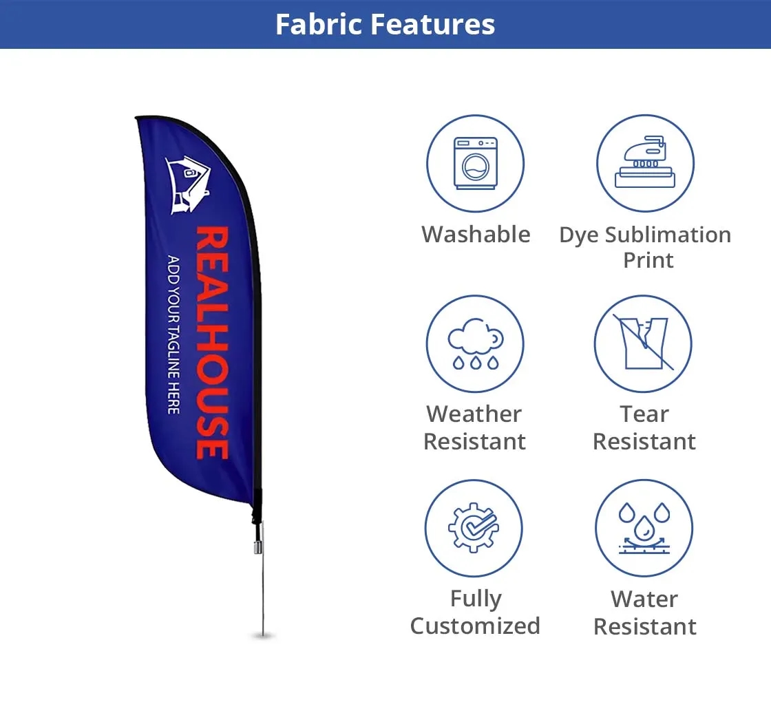 2.25'x11.5' Feather Flag Double Sided Package w/Spike Base 6