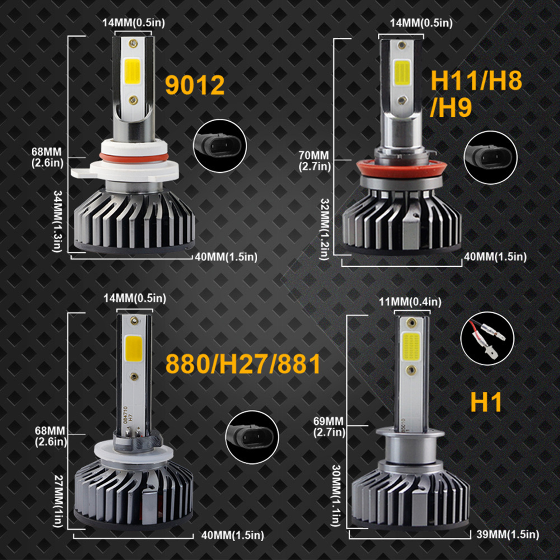 Car LED Bulbs Kit 4