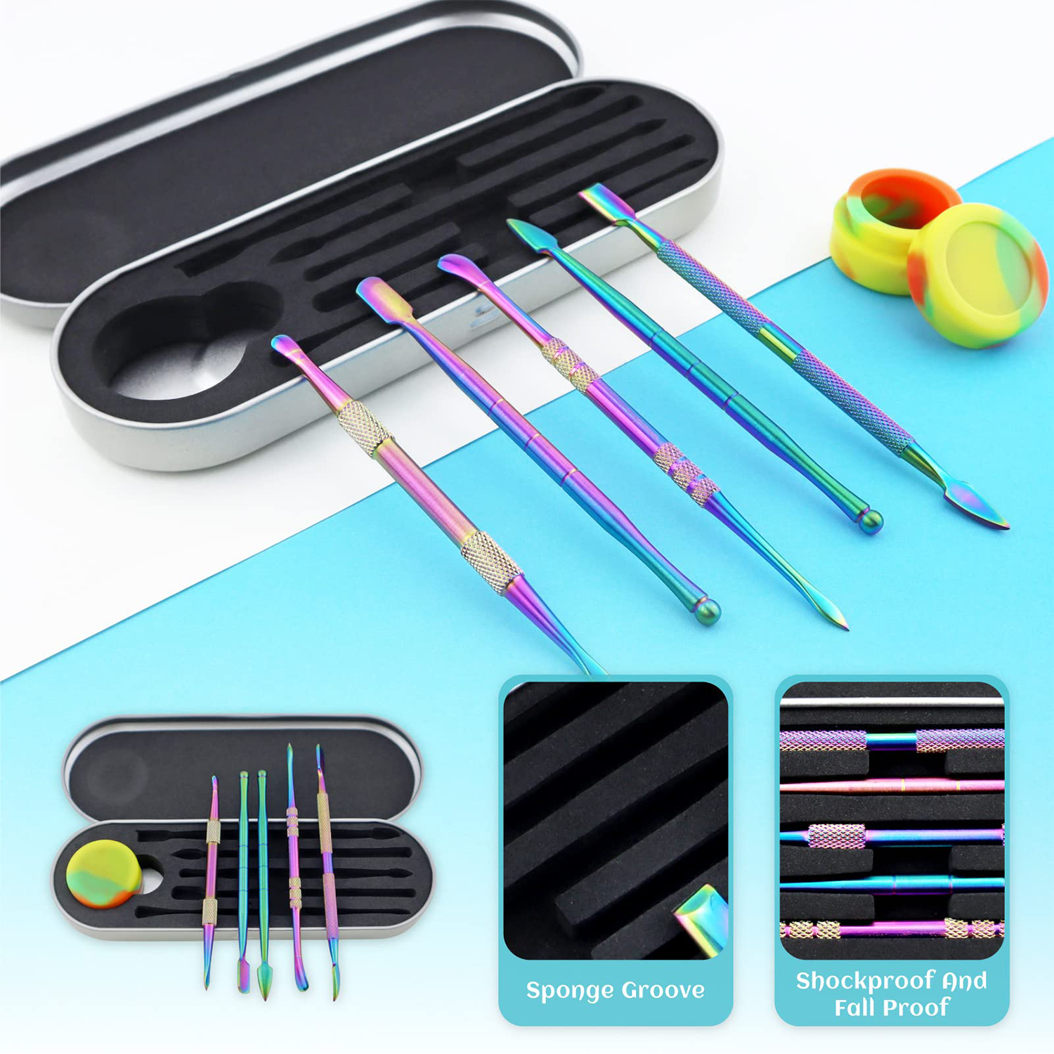 6Pcs Stainless Steel Wax Carving Tool Set w/ Storage Box 7