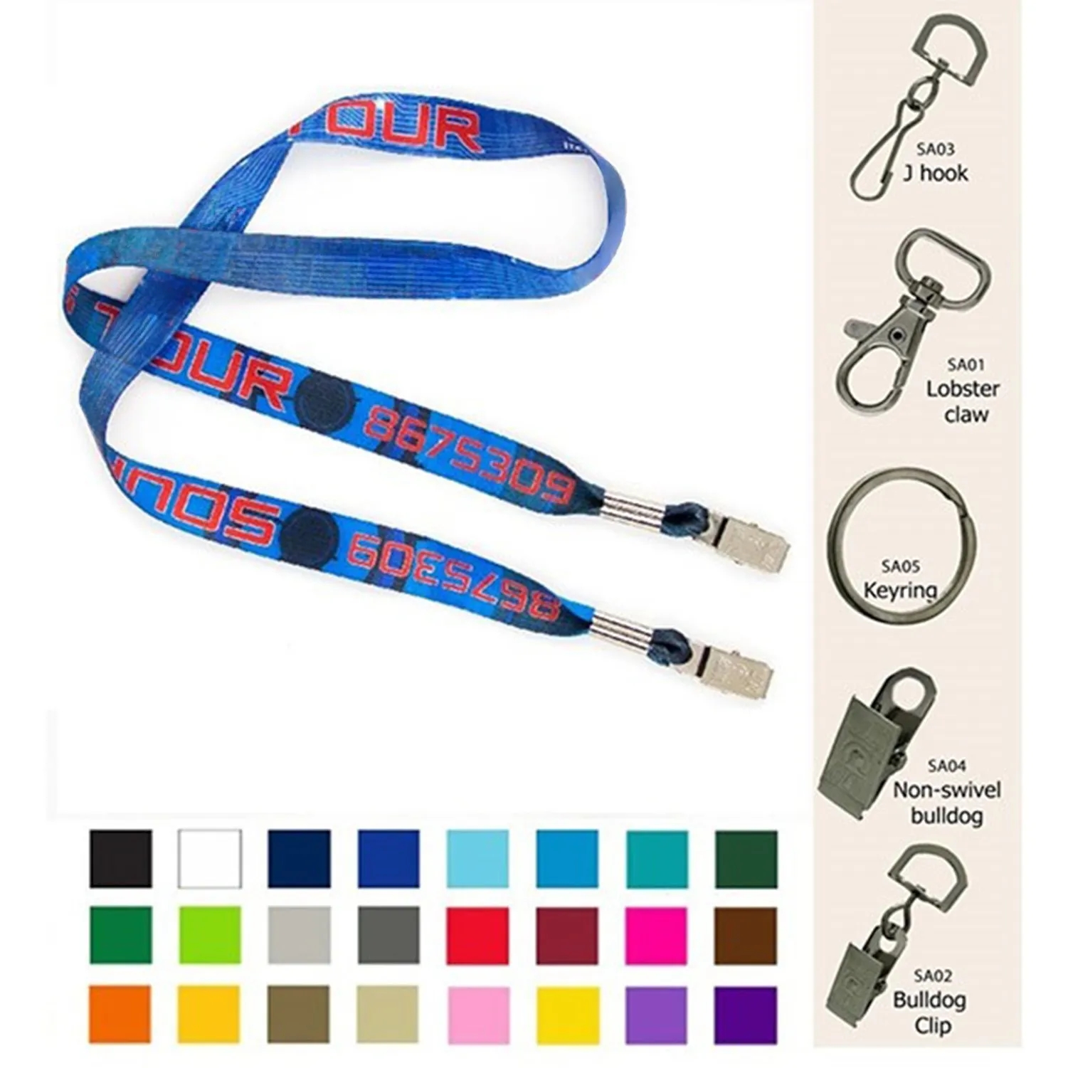 3/4" Custom Open Ended Polyester Lanyard w/ Badge Holder 13