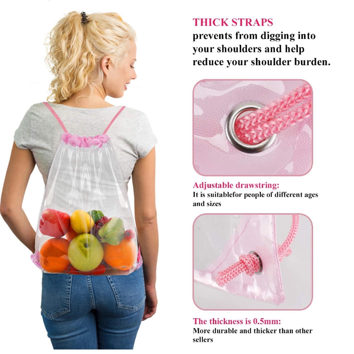 Clear Pvc Drawstring Backpack For Stadiums Travel 10