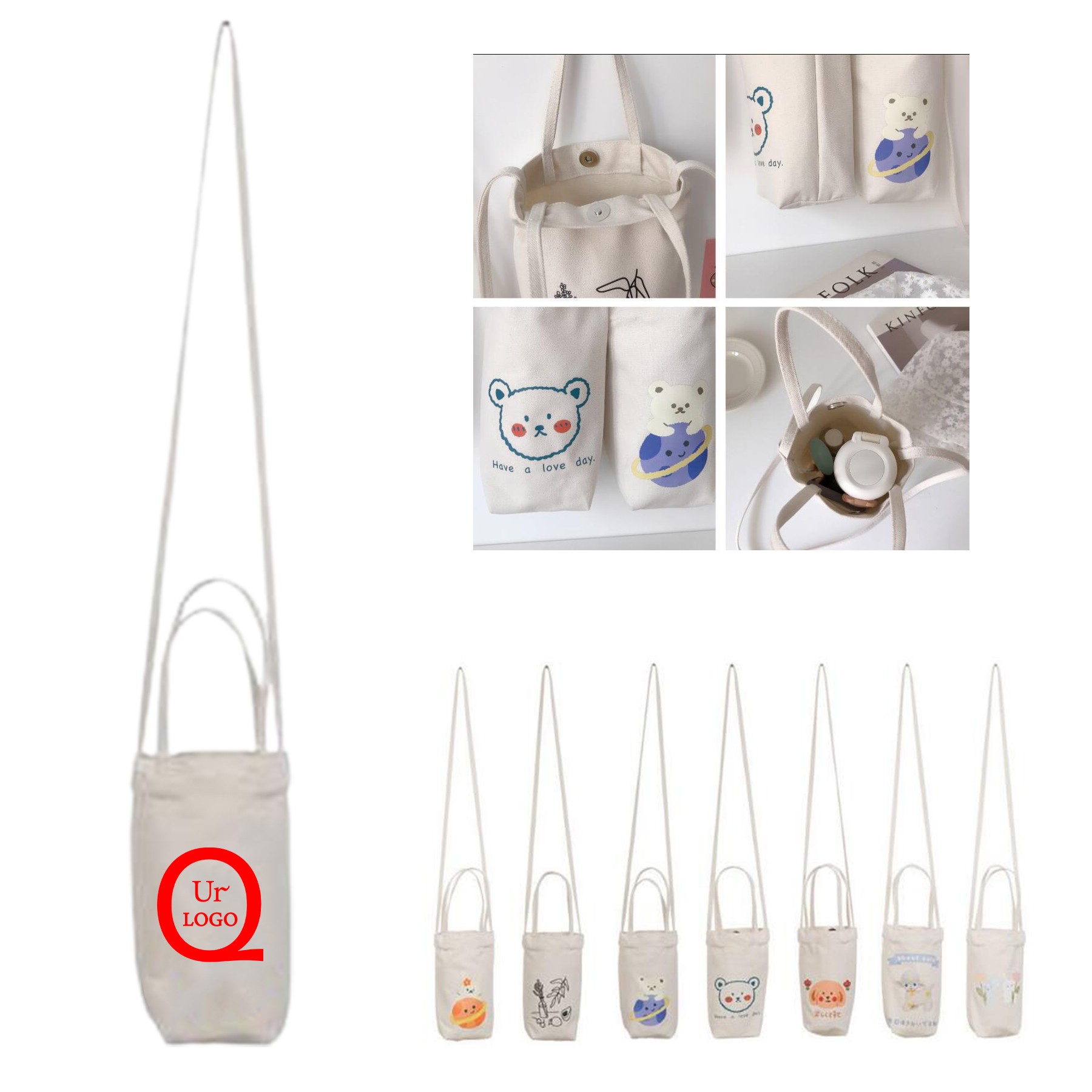 3.15 X 1.97 X 11.02 Inch Canvas Drinking Bag