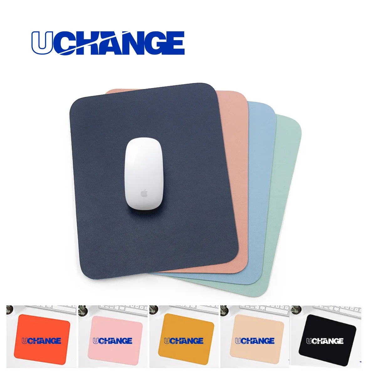 Reversible PU Leather Mouse Pad Small Waterproof 3