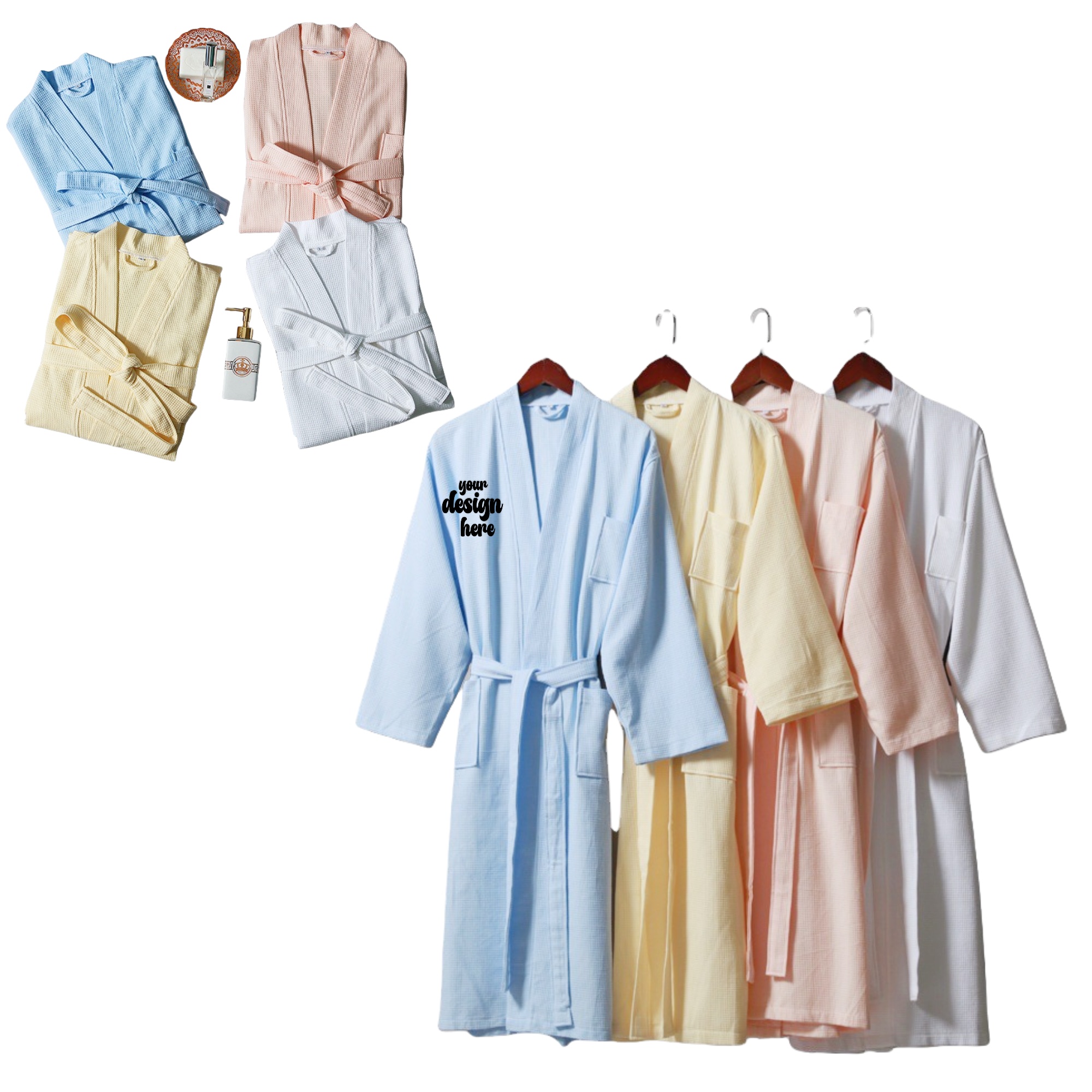 Waffle Cotton Multi Color Bathrobe 2