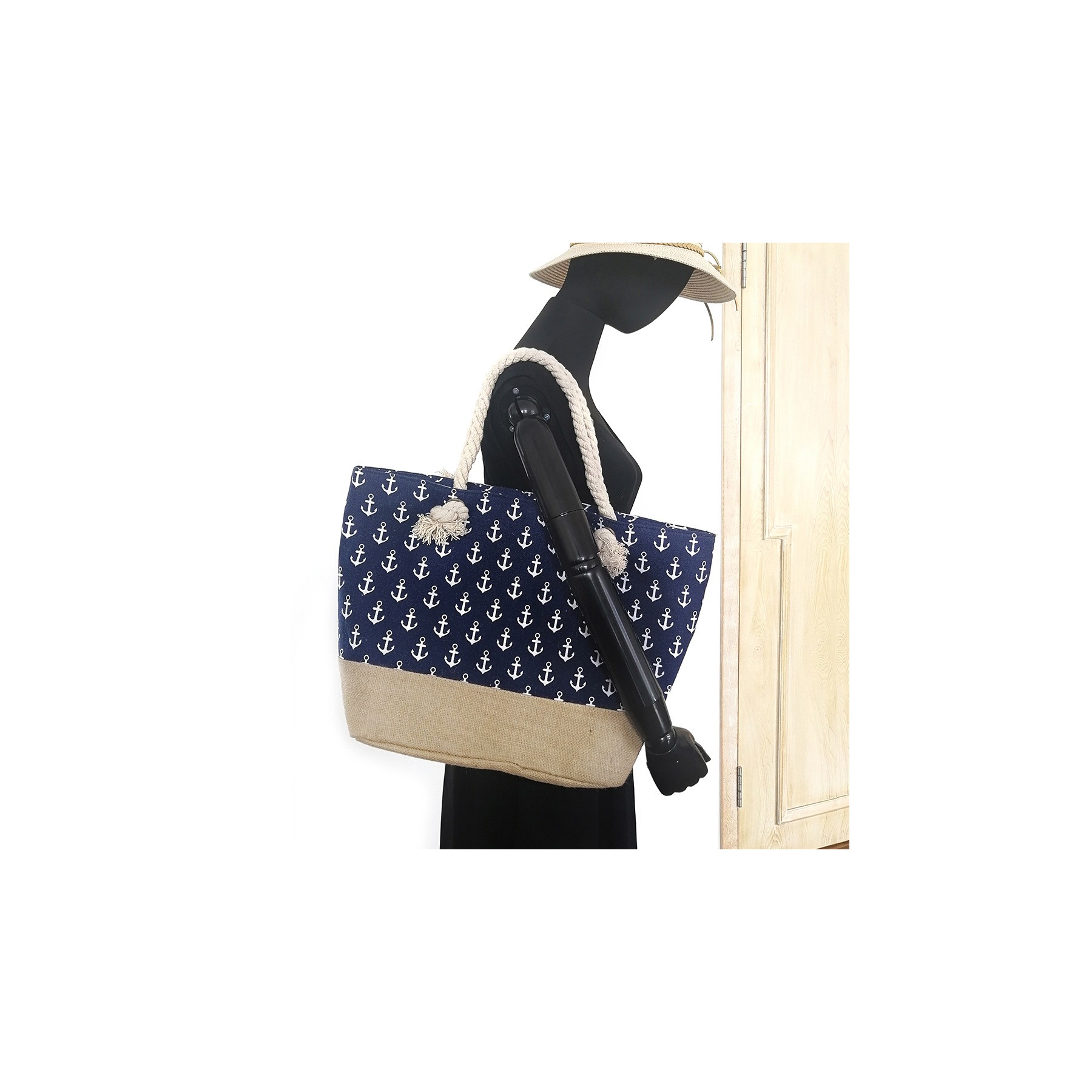 Canvas Beach Bag W/ Cotton Rope Handles, custom tote bag with logo imprint 6