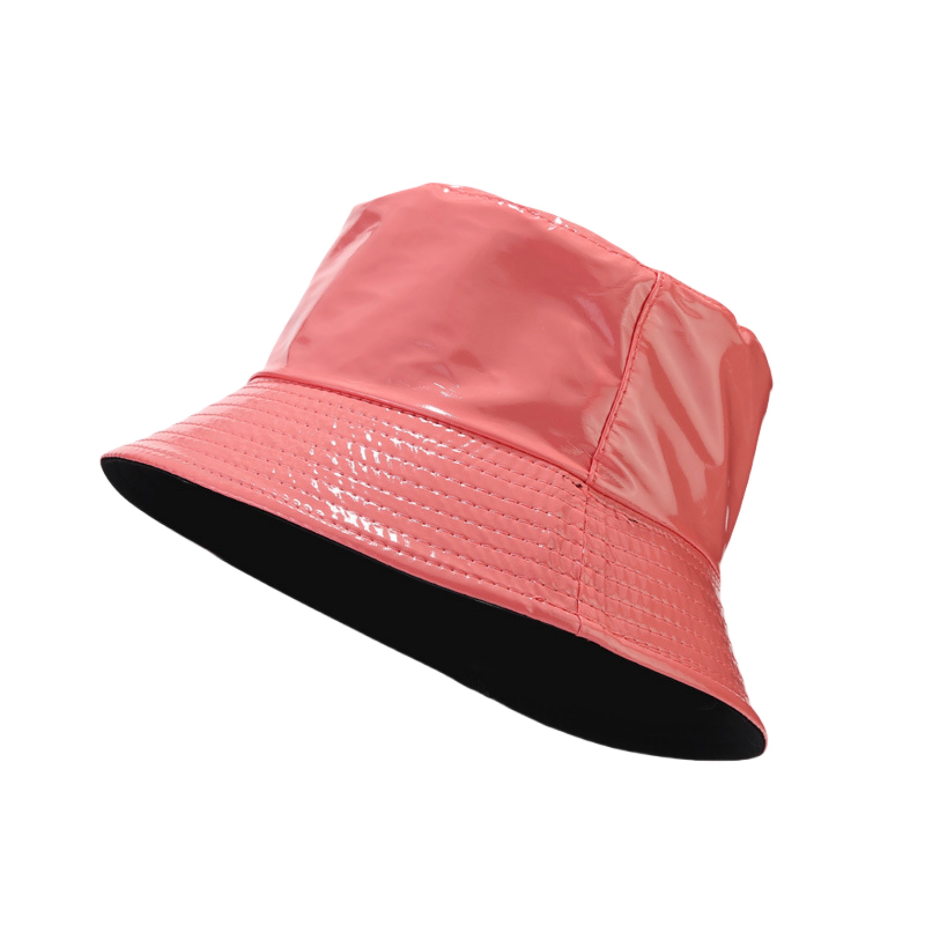 Metallic Bucket PU Hat Trendy WomensReversibleBeach Cap 11