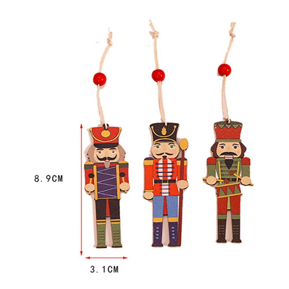 Christmas Wooden Pendant Nutcracker Soldier Set 6
