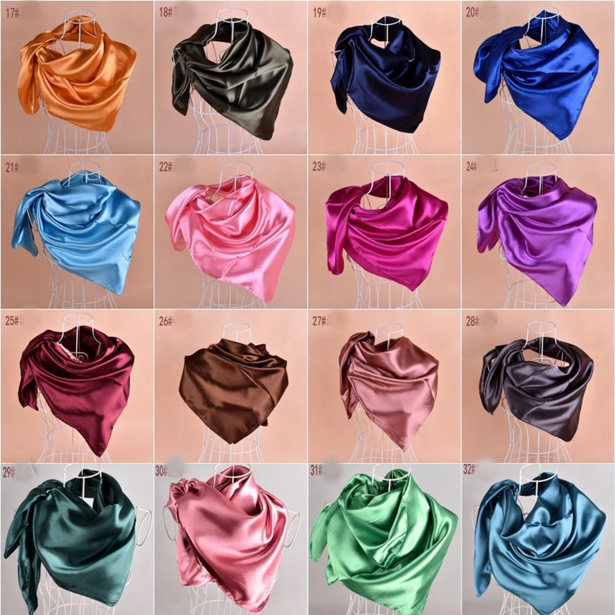 Square Satin Womens Neck Head Scarves 4