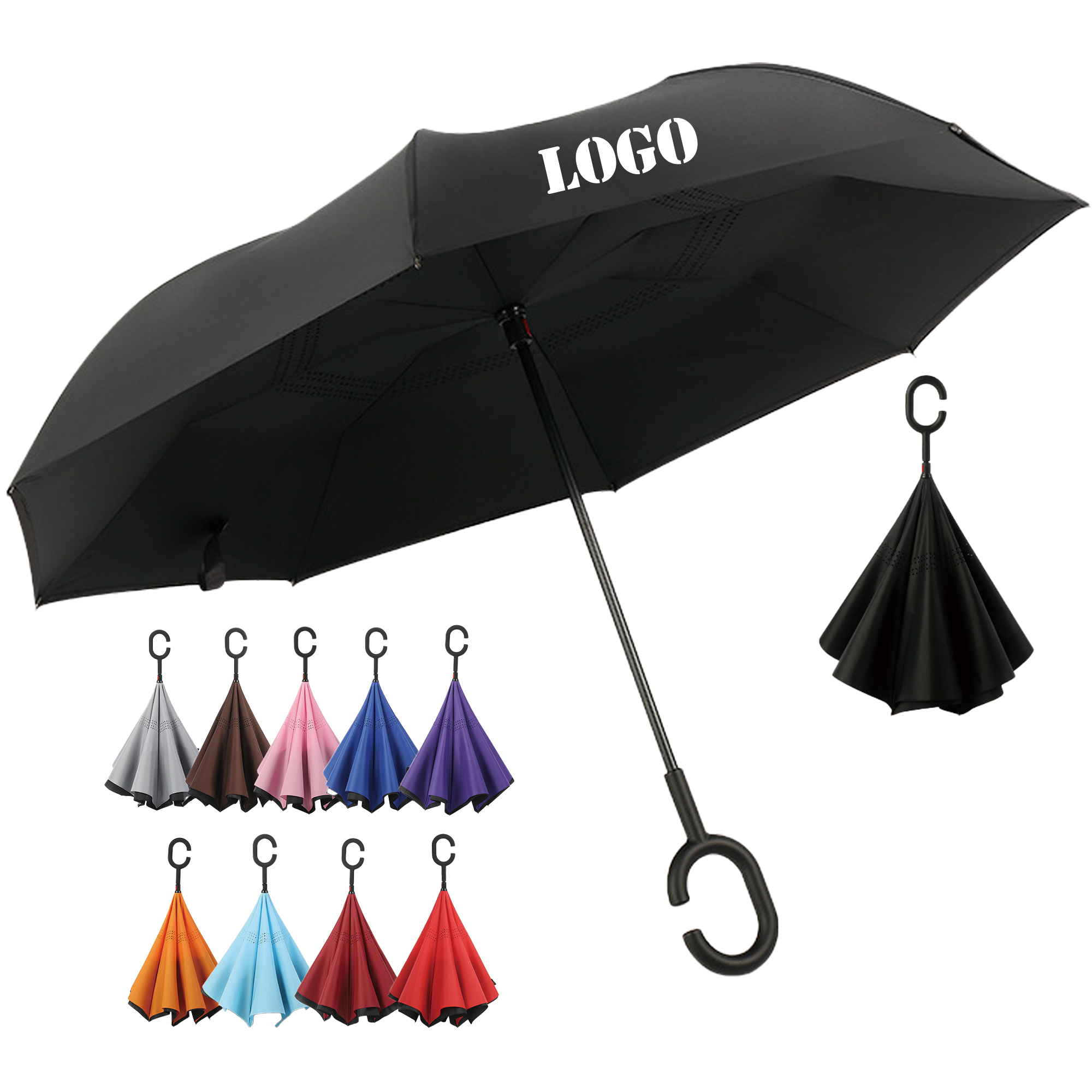 Reversible Inverted Umbrella Windproof Double Layer 2