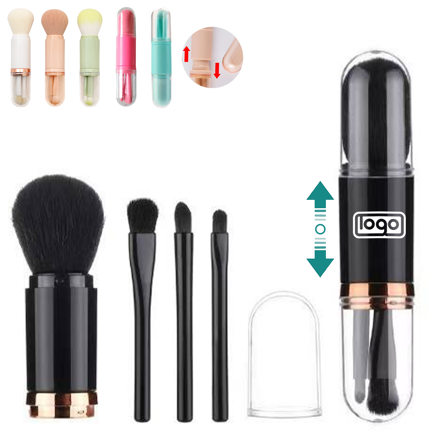 4 in 1 Portable Travel Makeup Brush Set 6