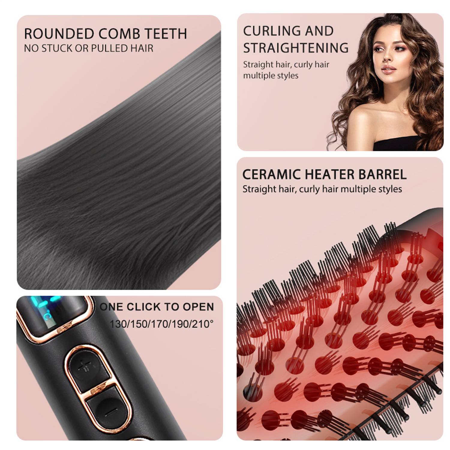 Adjustable Fast Heating LED Hot Comb Brush 1