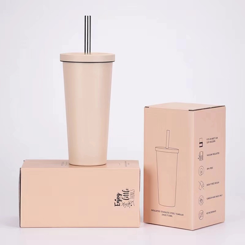 24Oz Stainless Steel Vacuum Insulated Tumbler With Straw Lid 2