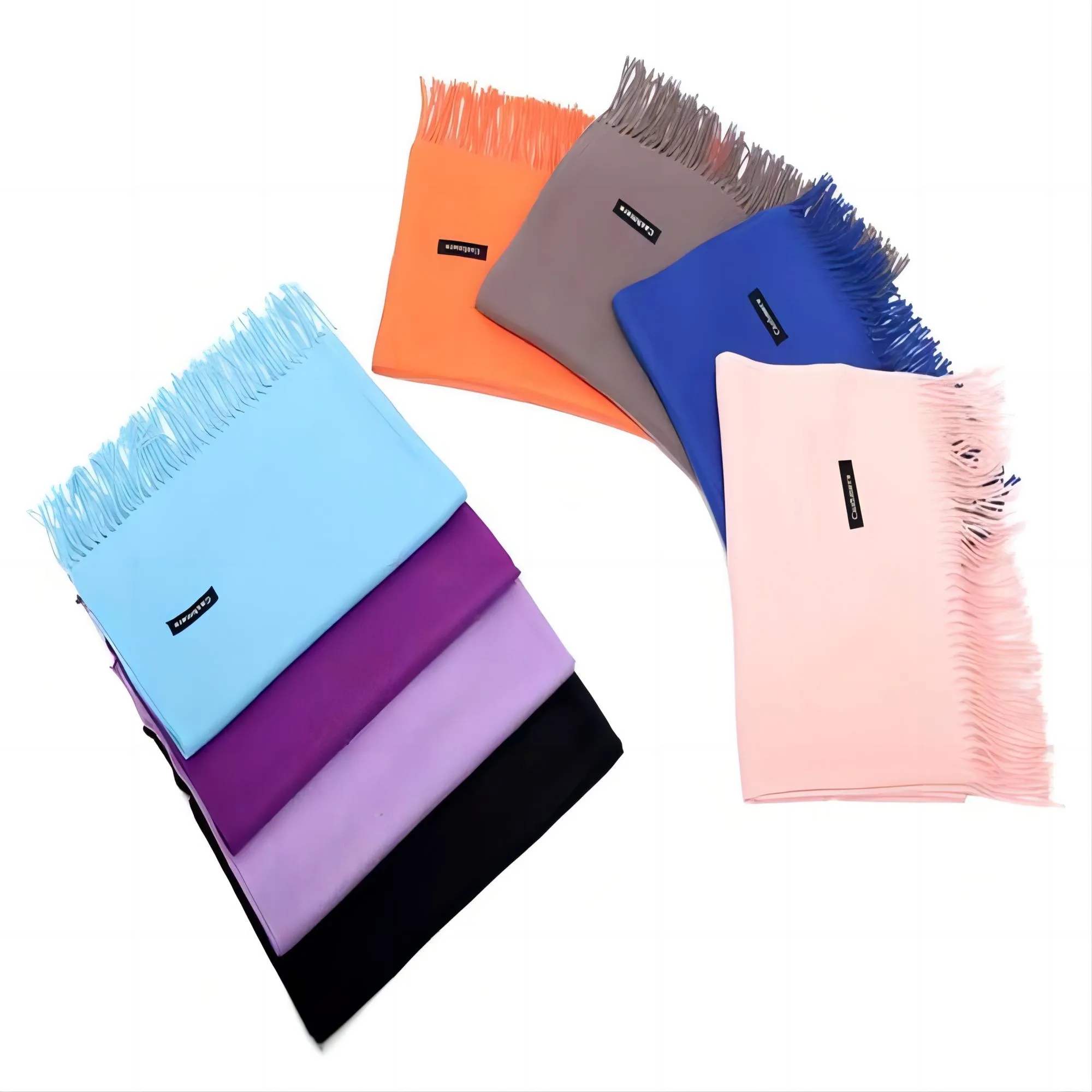 Oversize Cashmere Pashmina Woven Scarf With Fringes 1