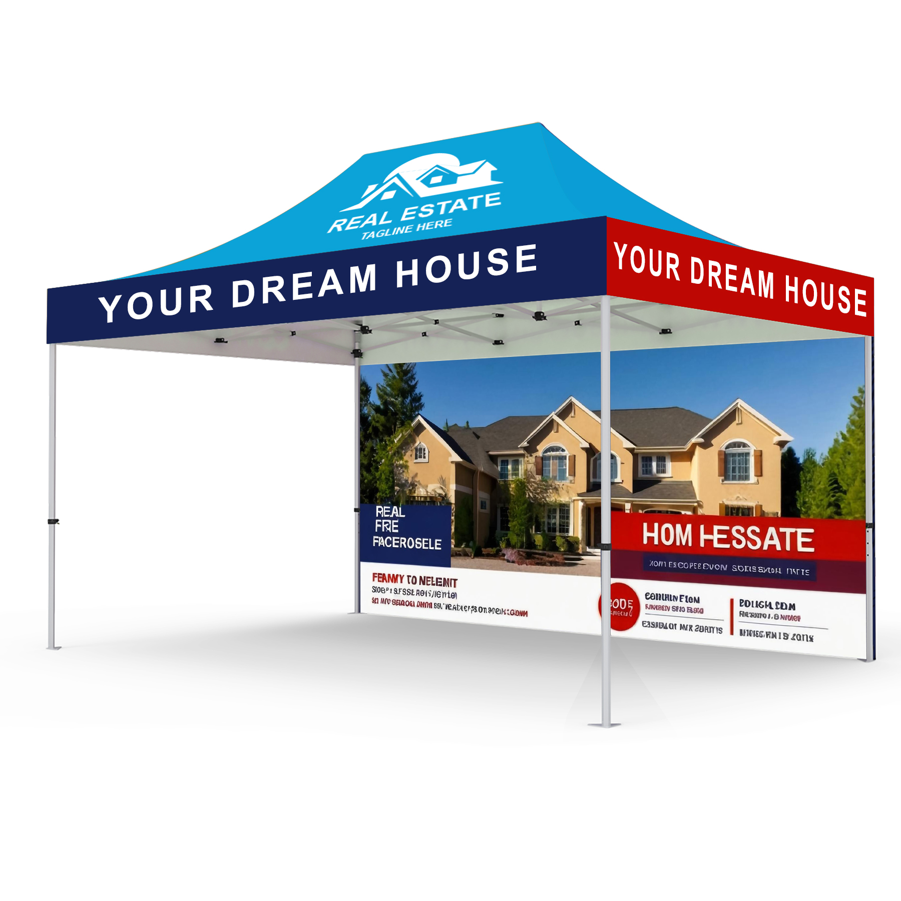 10' x15' Premium Hex Aluminum Frame w/ Dye Sublimation Canopy + Full Wall 2