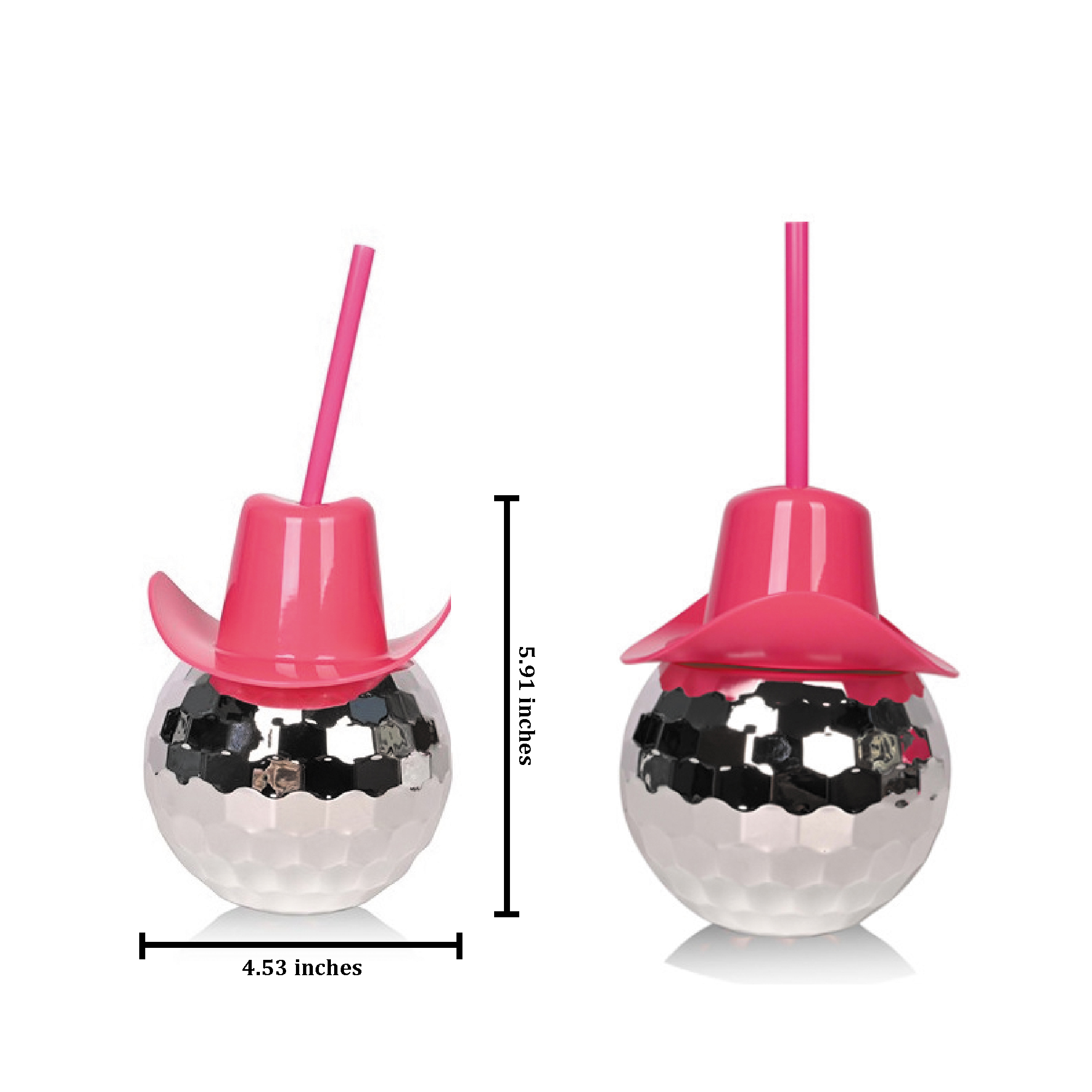 20Oz Disco Ball Drinking Cup with Pink Cowboy Hat 7