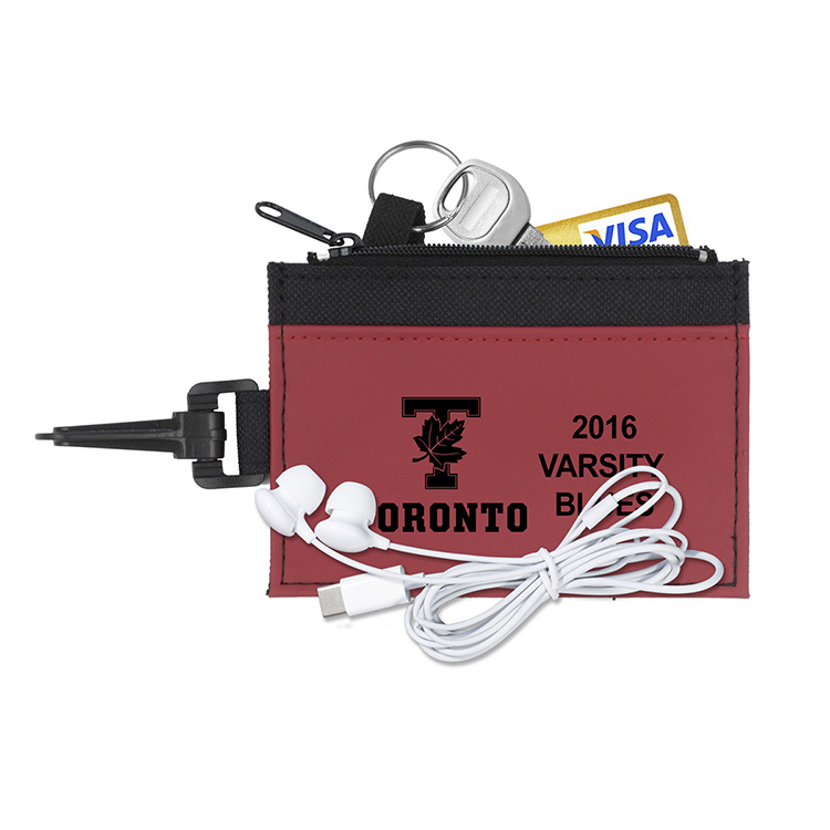 Mobile Tech Earbud Kit in Travel ID Wallet Components inserted into Zipper Pouch ID Wallet 6