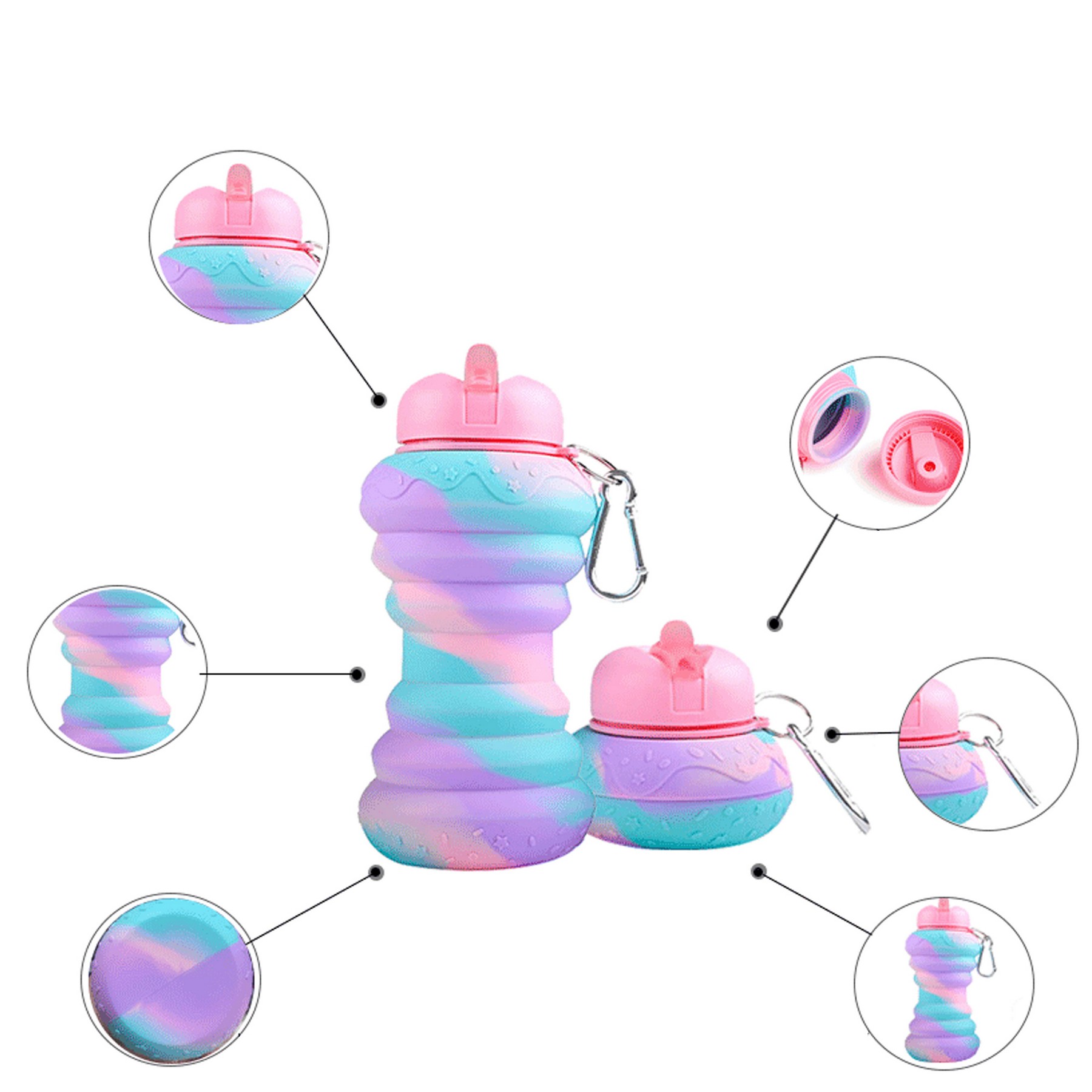 16oz Donut Collapsible Kids Water Bottles 3