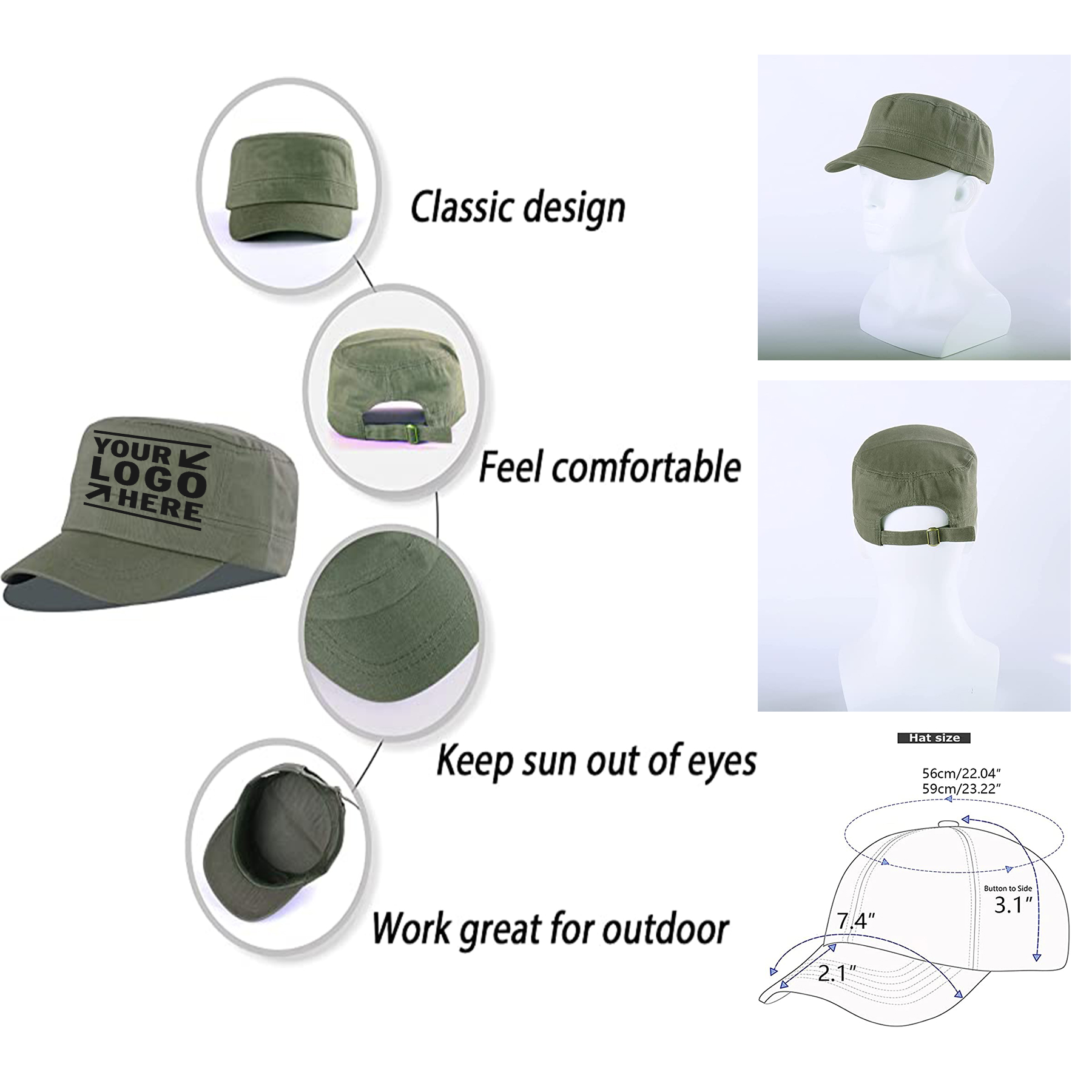 Unisex Adjustable Cotton Army Cap 2