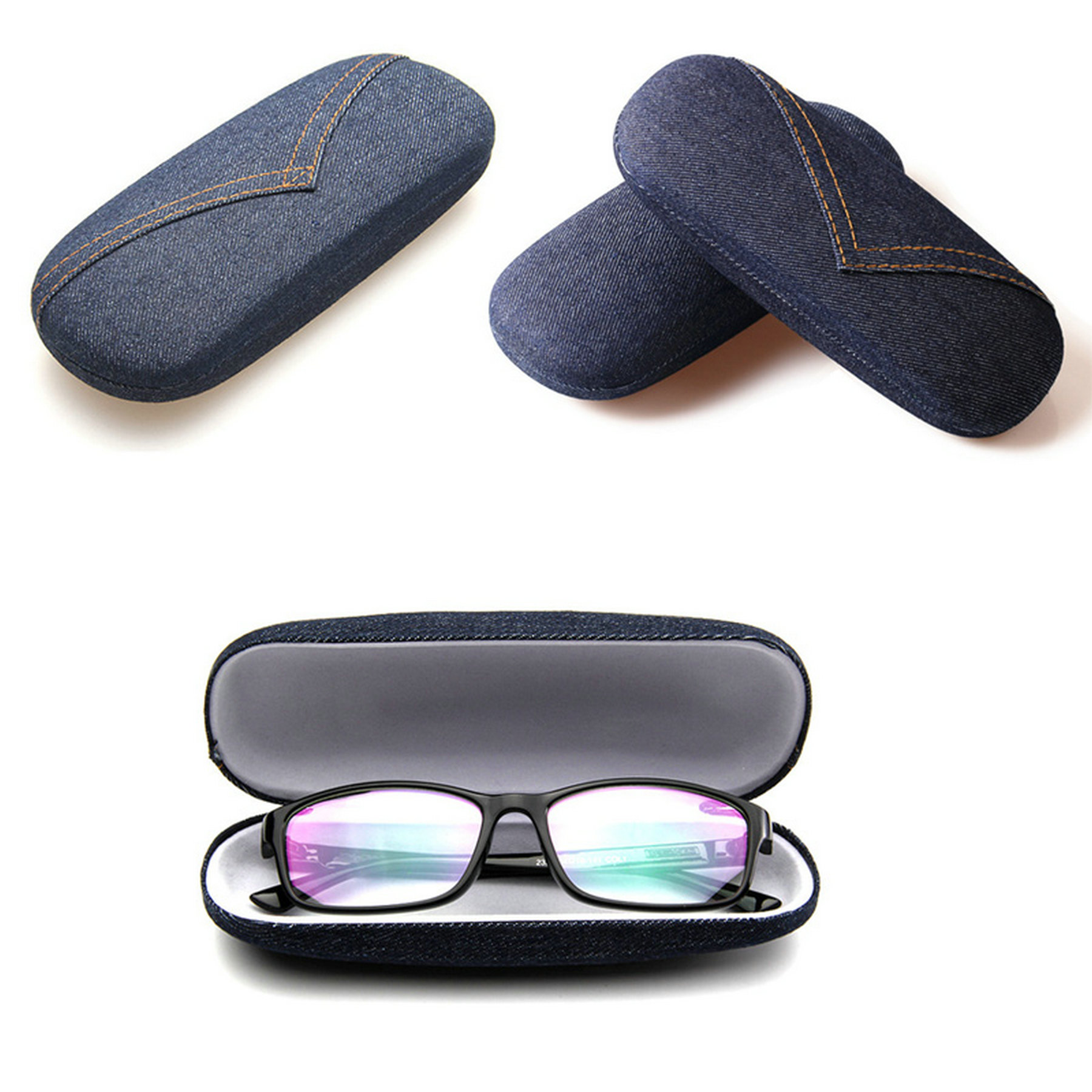 Denim Hard Shell Eyeglasses Sunglasses Case Holder 2