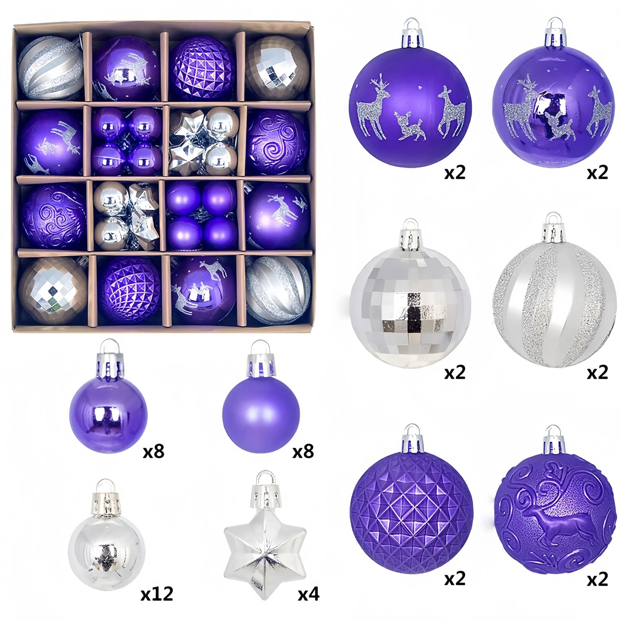 Premium Christmas Bauble Set With Unique Designs 11
