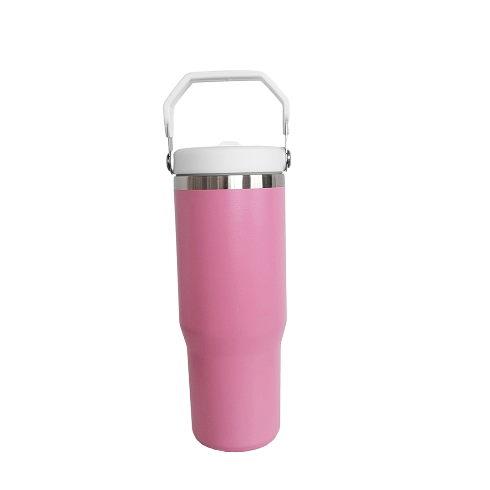 30 Oz. Vacuum Tumbler w/ Handle & Flip Straw Lid 10
