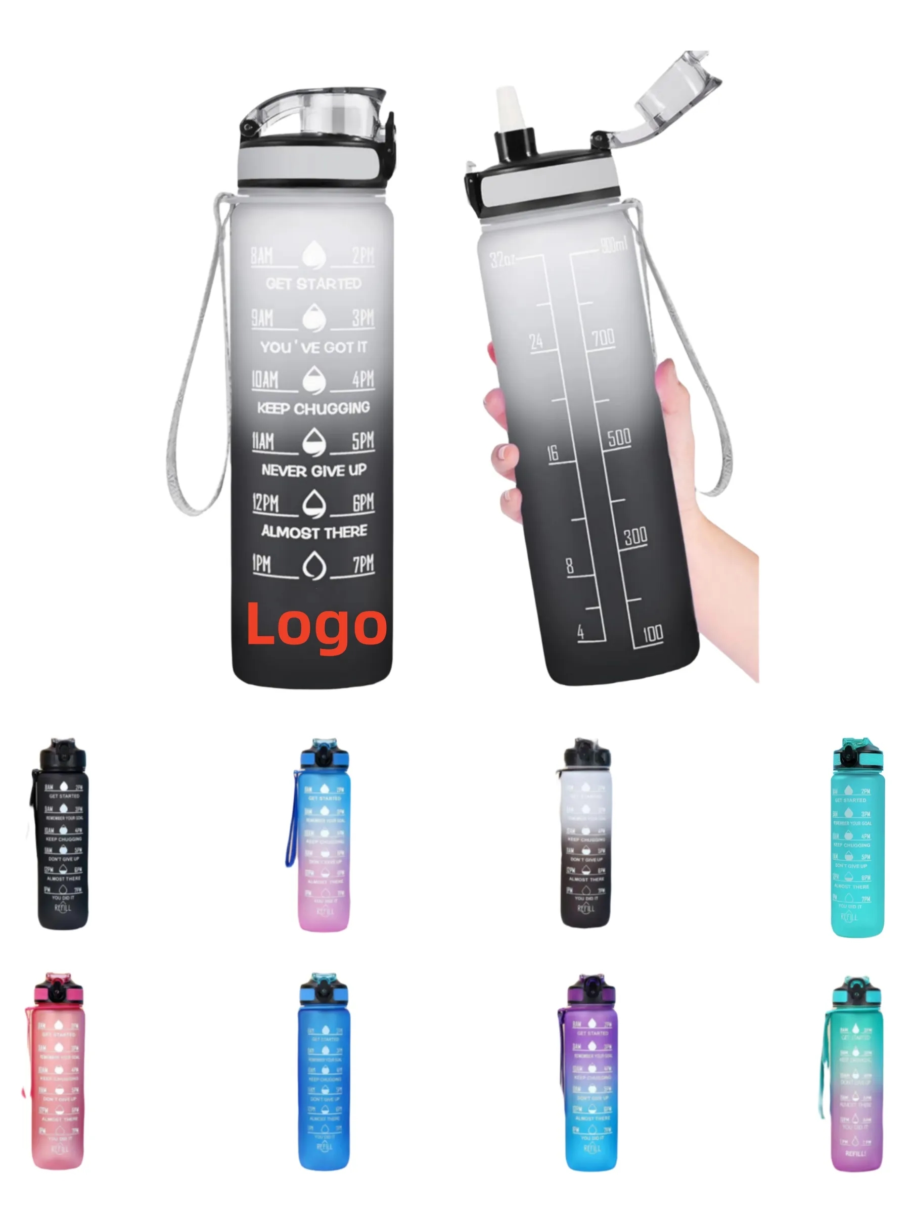 32oz Sports Water Bottle with Time Marker 4