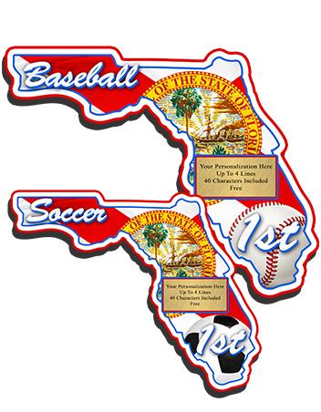 Plaque: Florida State 8" , MDF 3/8 thick Wood, 2