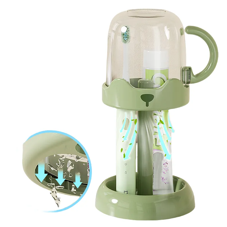 2 Slots Toothbrush Holder Stand with Cover/Cup for Bathroom 4