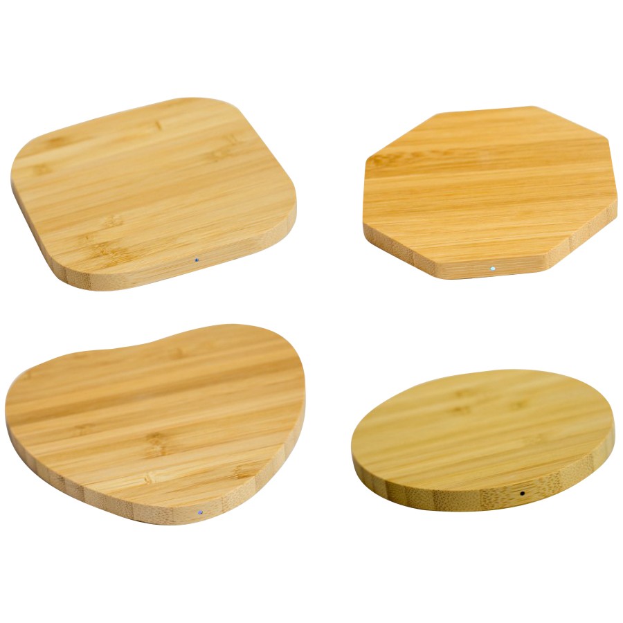 Slim Round Bamboo Qi Wireless Charging Pad 12