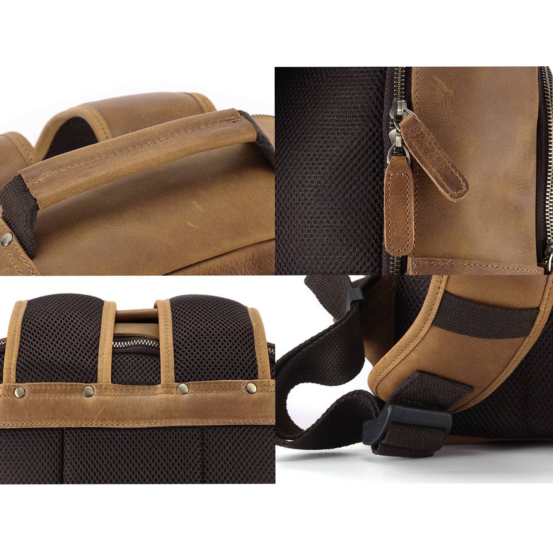 Men's Vintage Genuine Leather Laptop Backpack 3