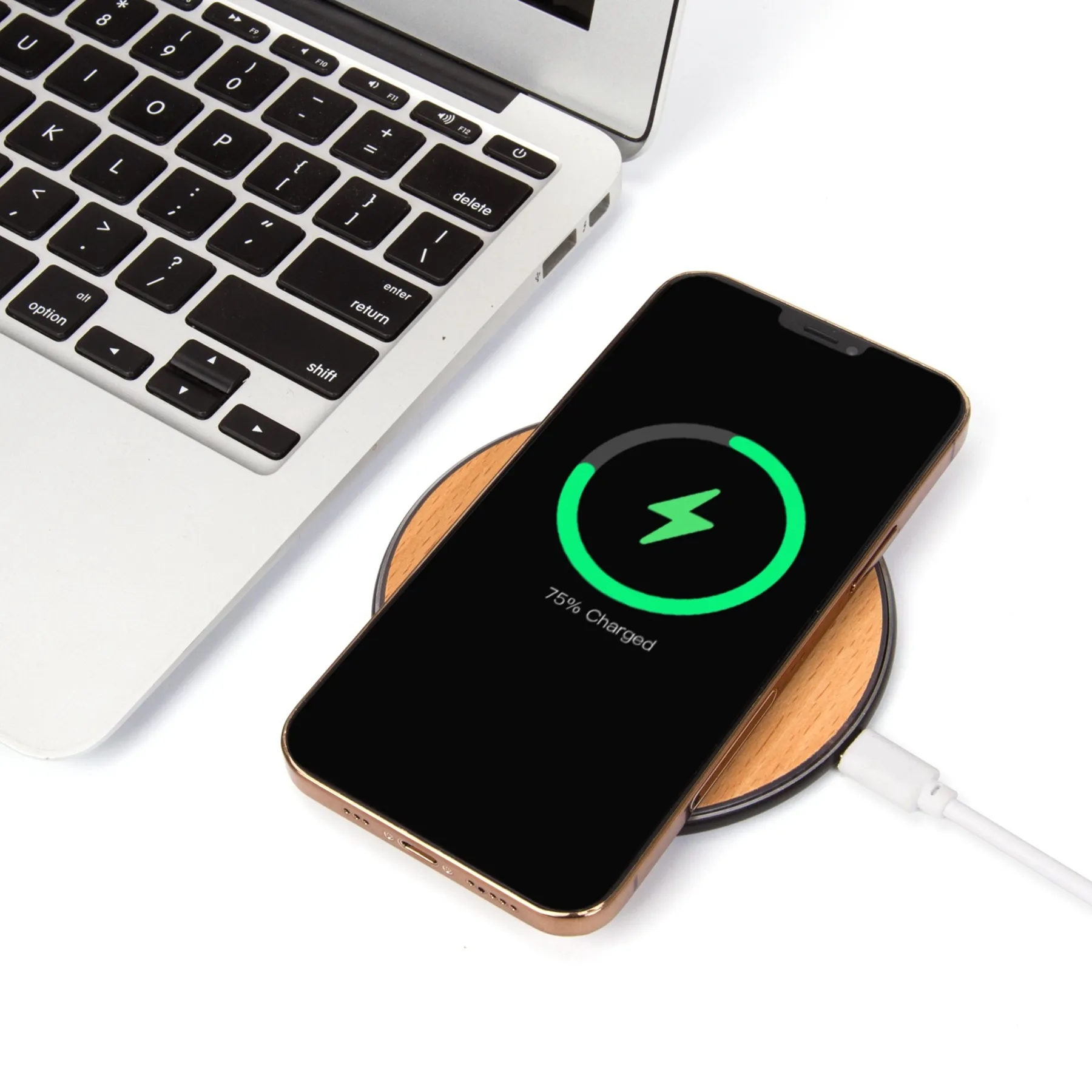 10W Wooden Round Ultra-thin Wireless Charger 7