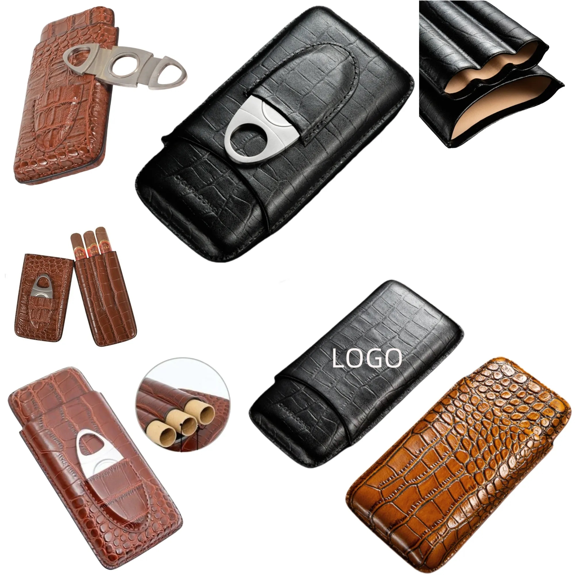 Premium Triple Cigar Leather Case 2