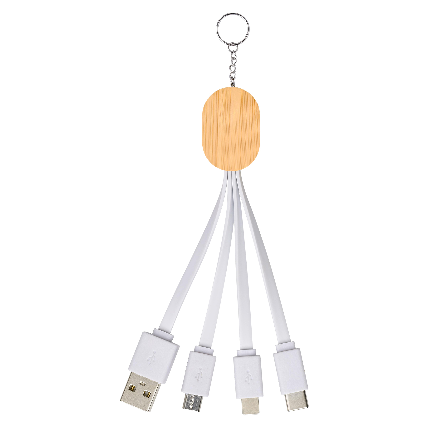 Bamboo Holder 4-in-1 Charging Cable With Keychain 7