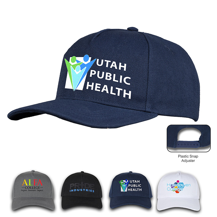 “BELLBROOK” 5-Panel Baseball Hat with Plastic Snap Adjuster