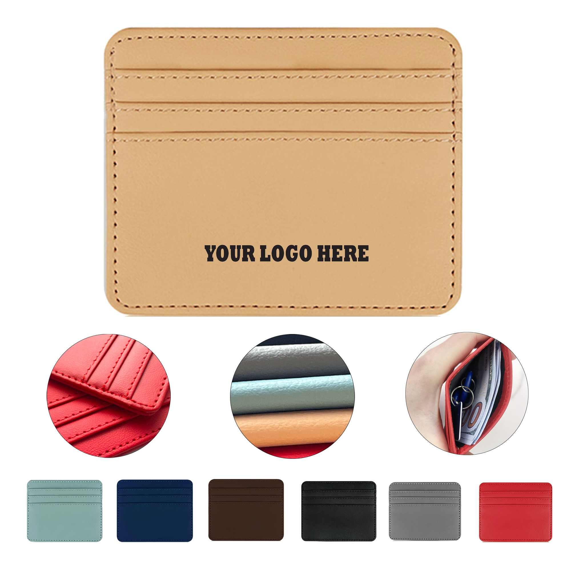 PU Leather Large Capacity Slim Card Case MOQ 50 2