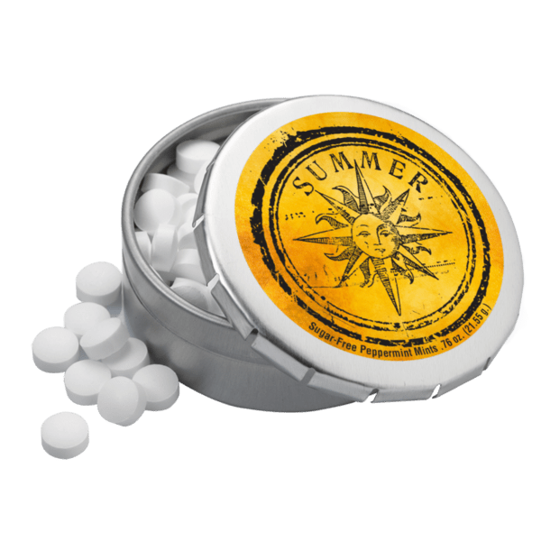 2 1/8" Large Round Push Tin with Mints 22