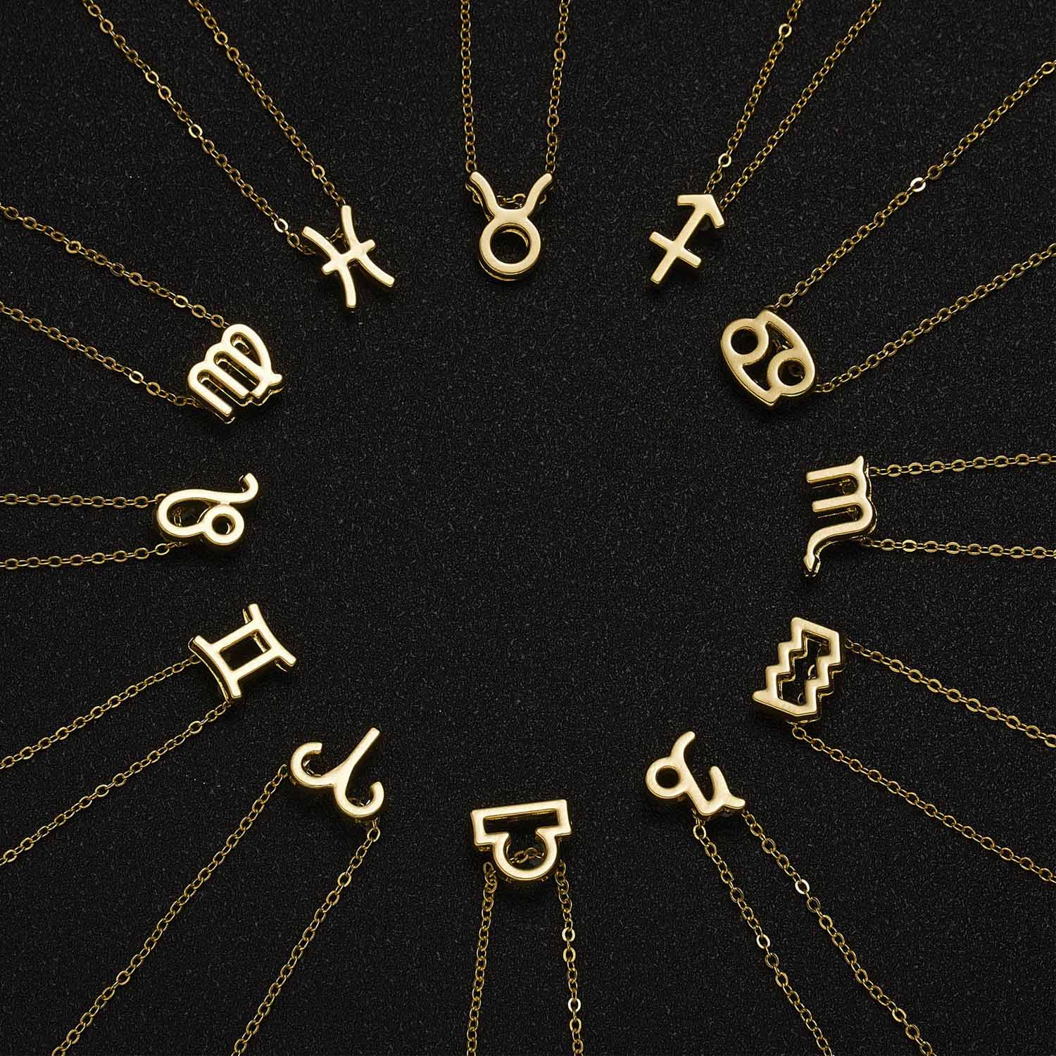 Symbol Old English Zodiac Necklace 2