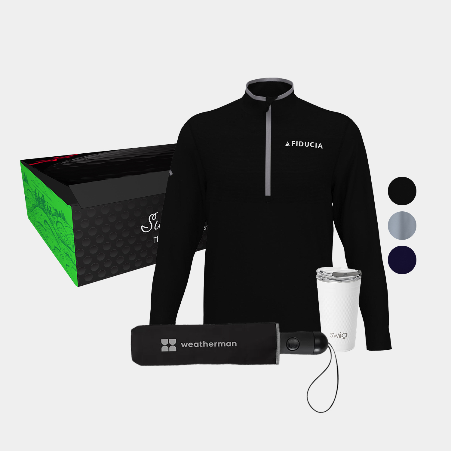 24 oz SWIG® Golf Cup SS Tumbler, Callaway® Ottoman Women's Golf Pullover & Weatherman® Umbrella Gift Set 9
