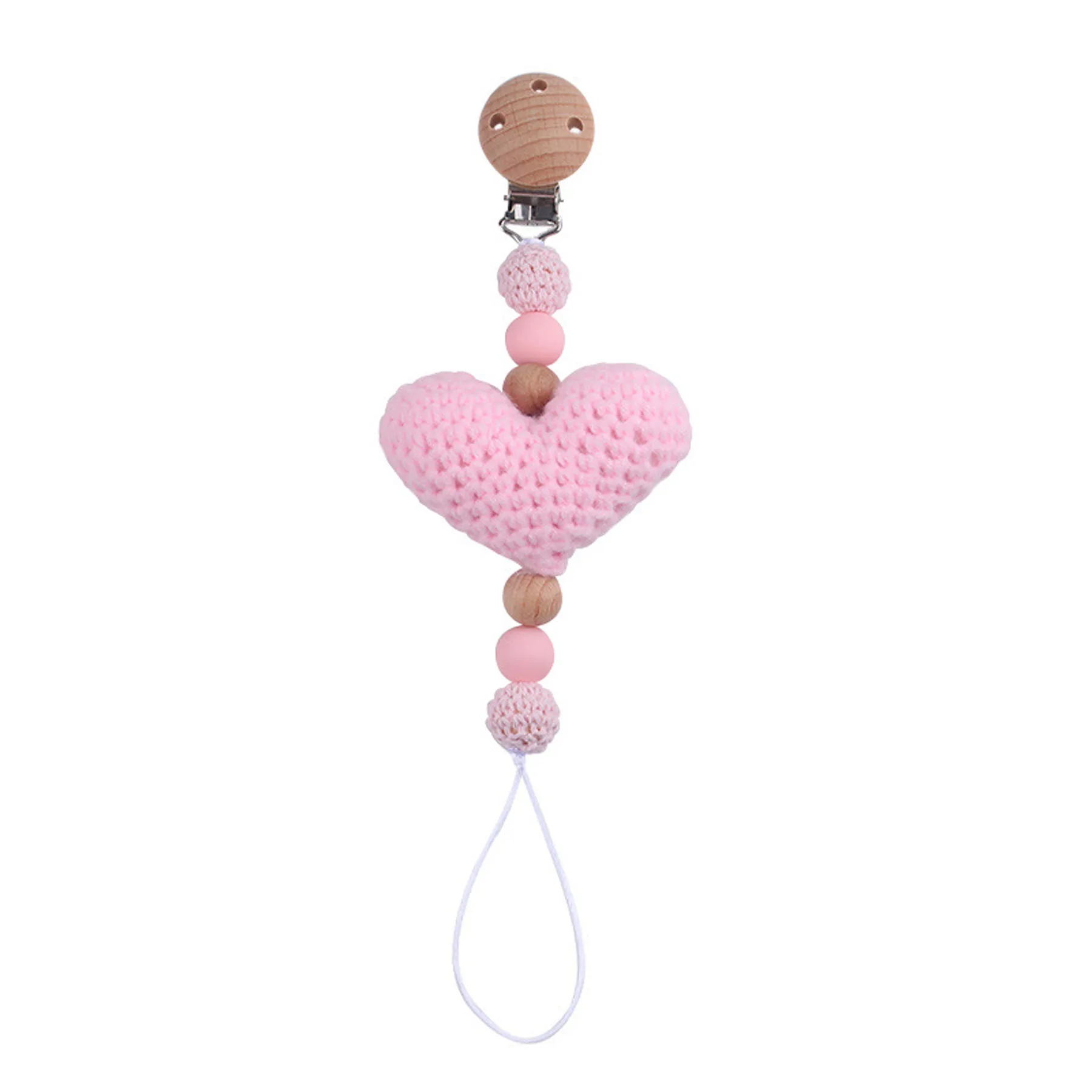 Knitted Heart Pacifier Chain 11