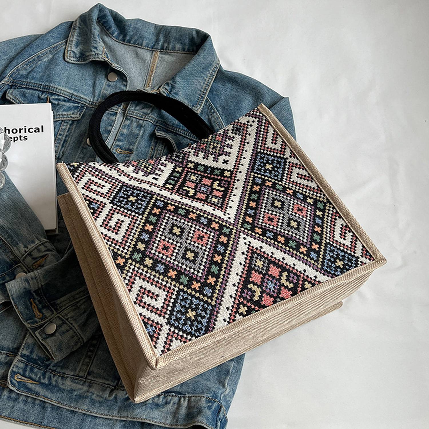 Canvas Ethnic Style Handbag Tote Bag 4