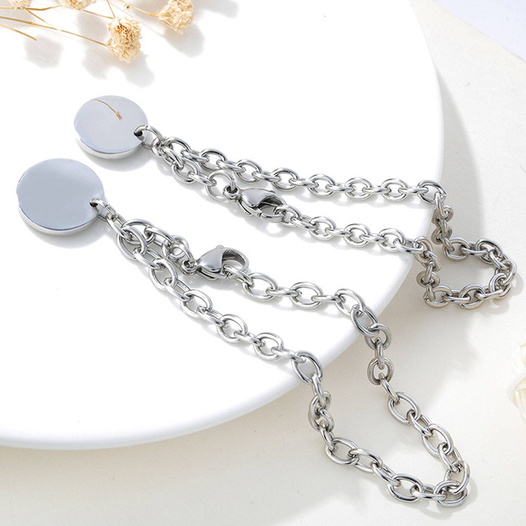 Round engraved titanium steel bracelet 5