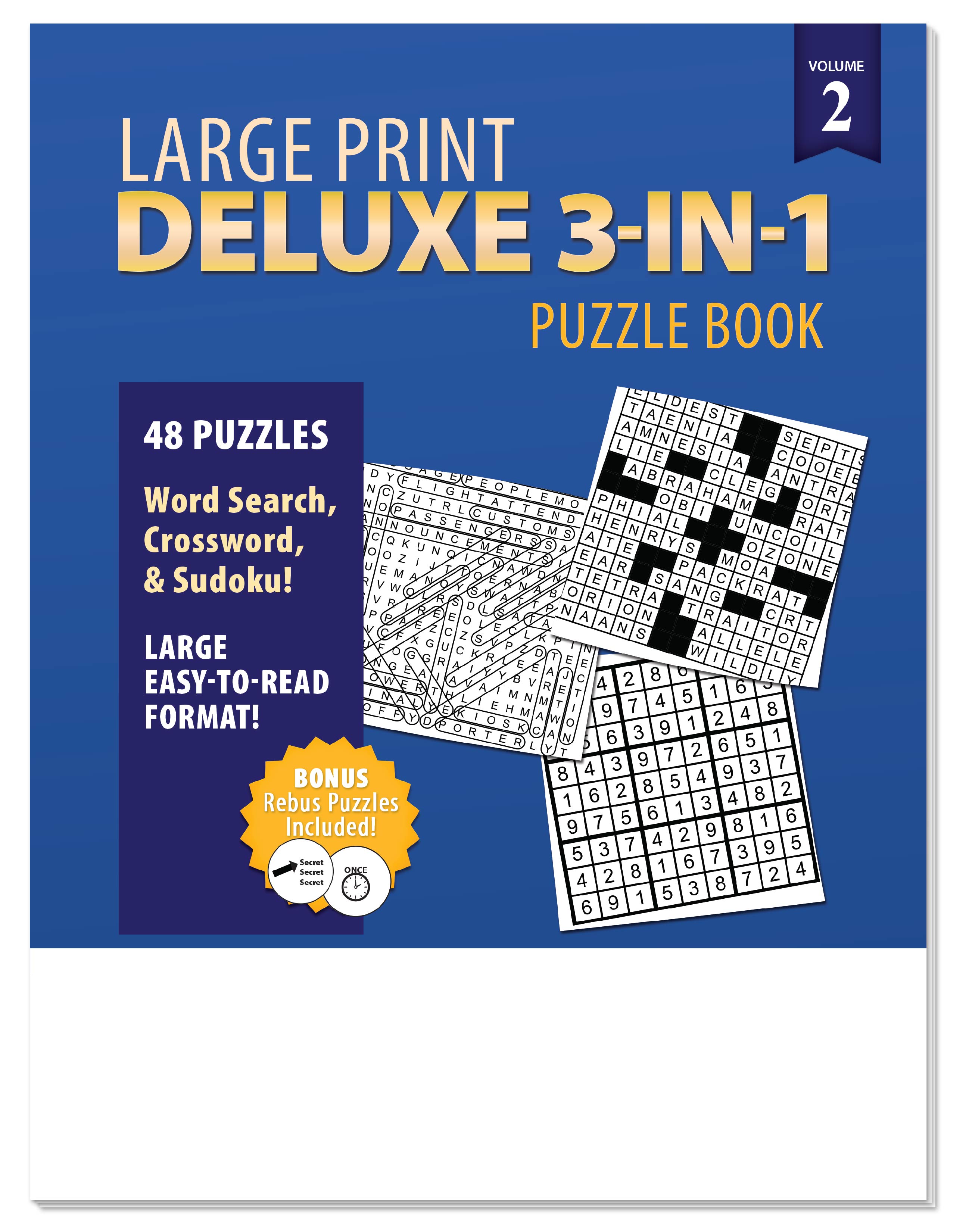 PUZZLE BOOK - Deluxe Large Print 3-in-1 Puzzle Book Volume 2 1